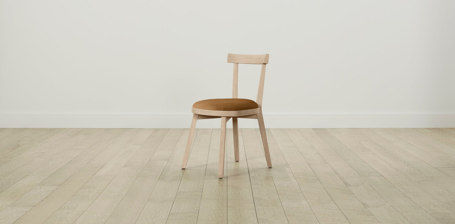 The Allen  - Nubuck Leather Saddle Dining Chair