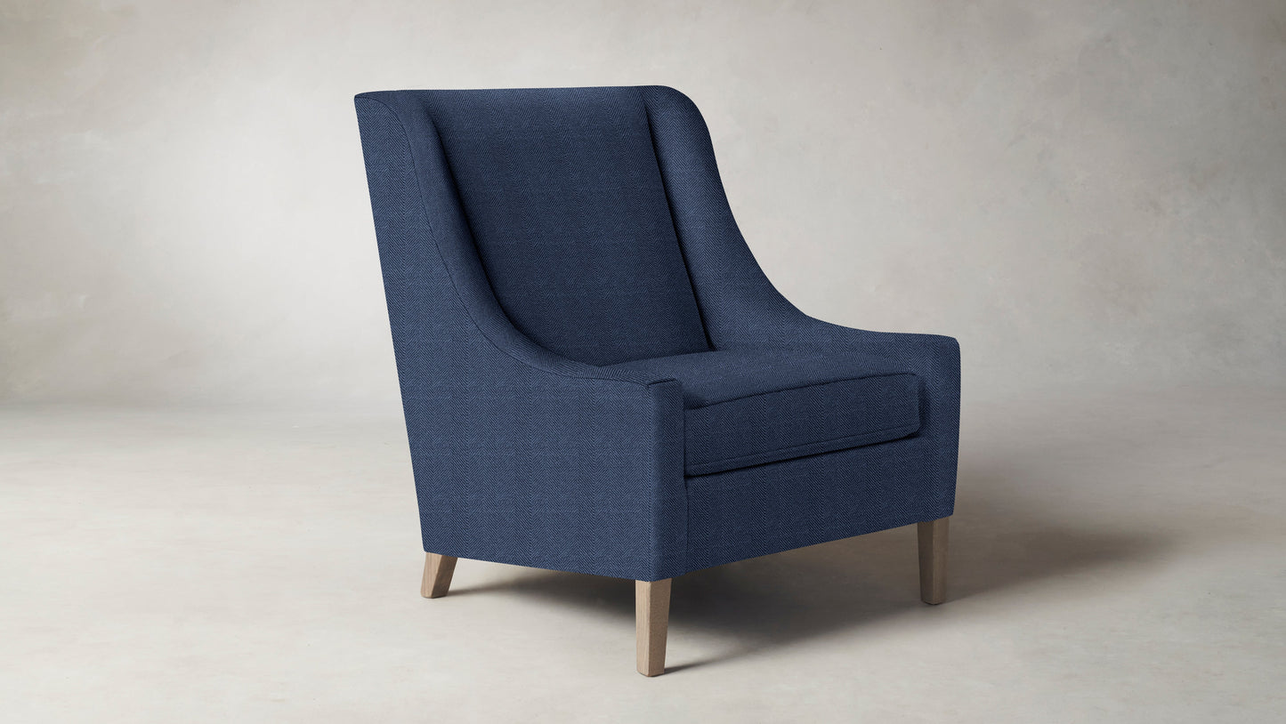 The Chrystie  - Performance Chevron Indigo Chair