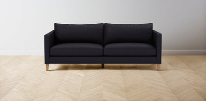 The Crosby  - Pebbled Leather Ink Sofa