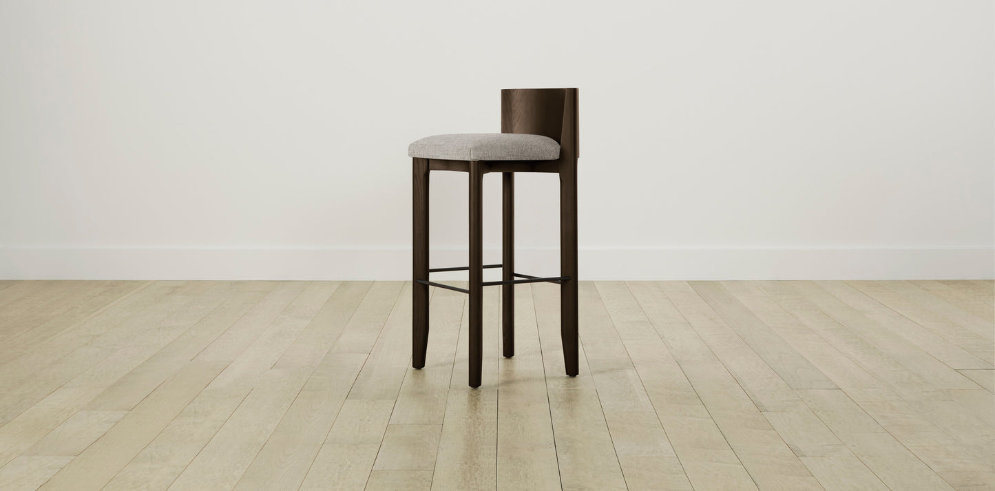 The Delancey with Brushed Nickel - Belgian Linen Agate Bar and Counter Stool