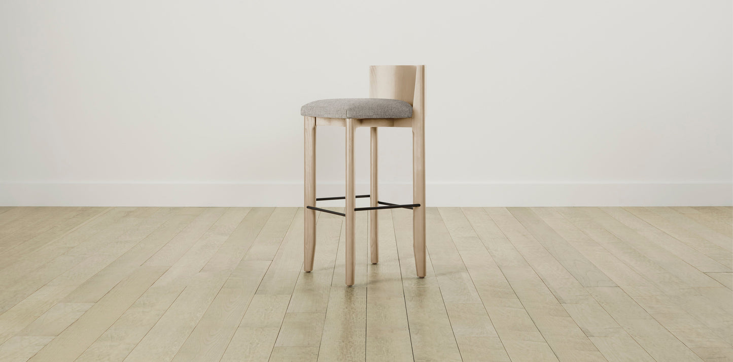 The Delancey with Brushed Nickel - Belgian Linen Agate Bar and Counter Stool