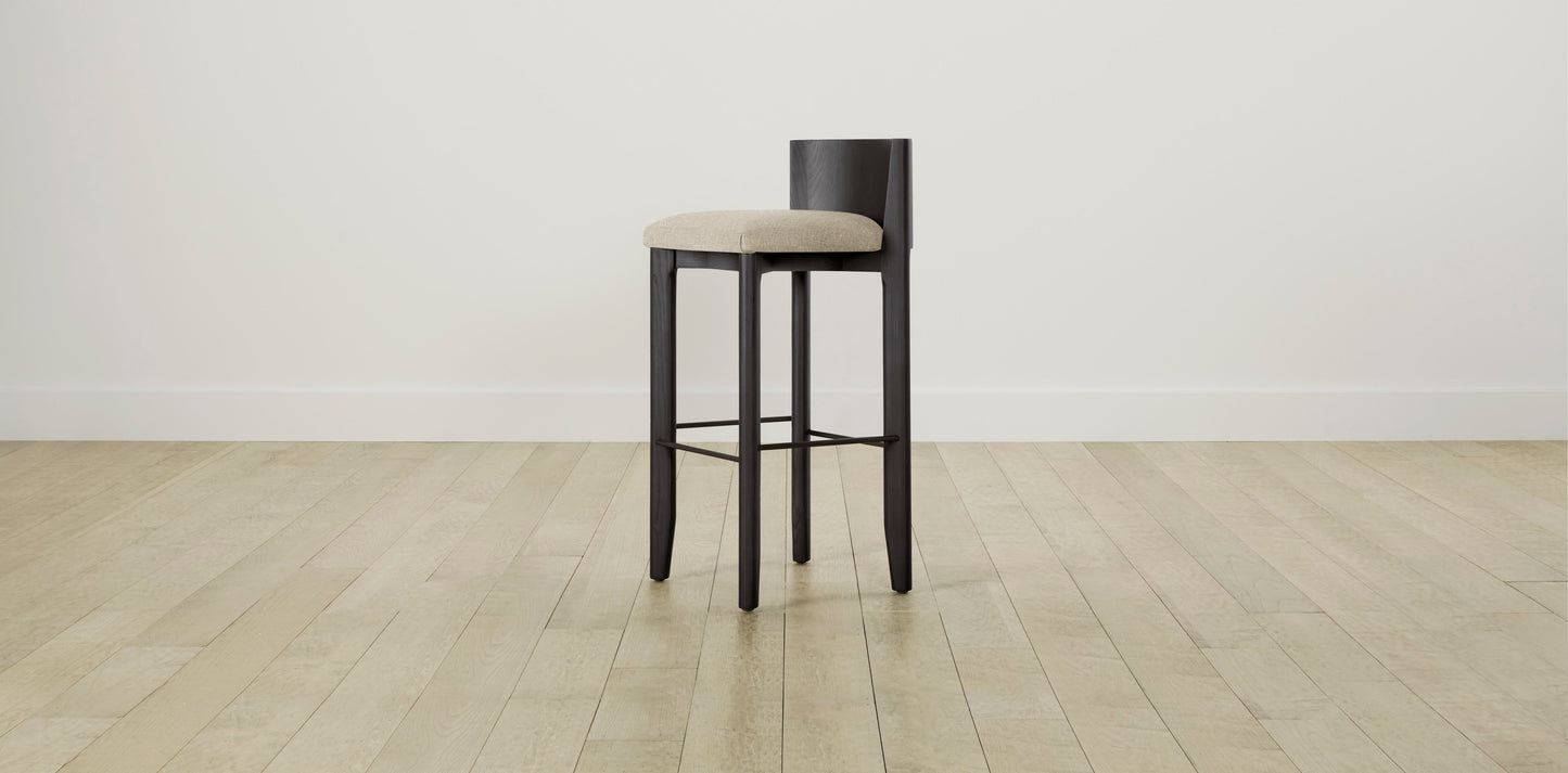 The Delancey with Brushed Brass - Belgian Linen Alder Bar and Counter Stool