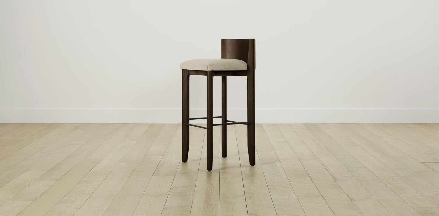 The Delancey with Brushed Nickel - Belgian Linen Alder Bar and Counter Stool