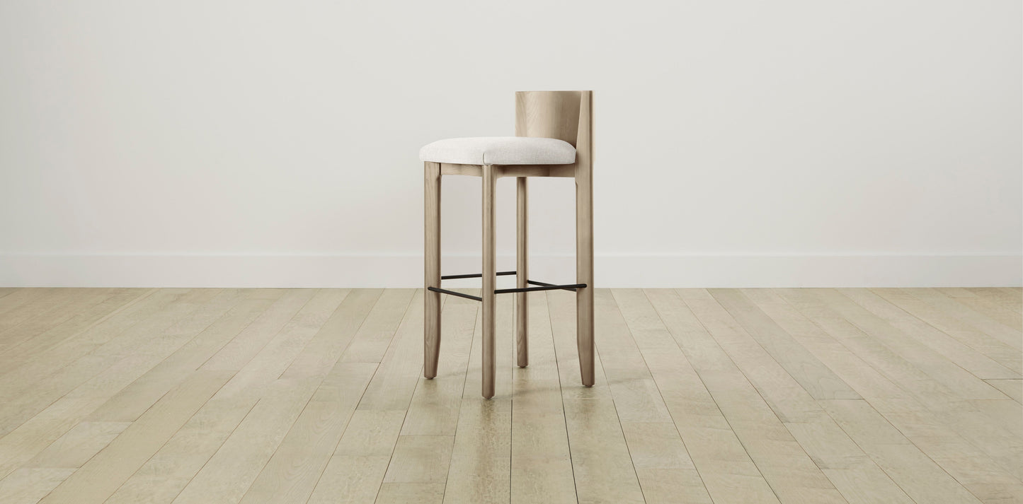 The Delancey with Brushed Brass - Belgian Linen Egret Bar and Counter Stool