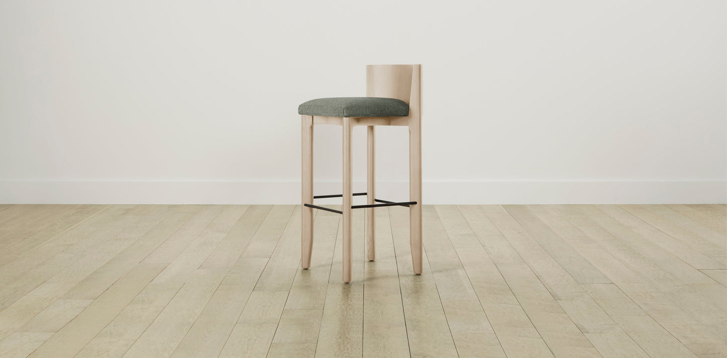 The Delancey with Brushed Brass - Belgian Linen Thyme Bar and Counter Stool