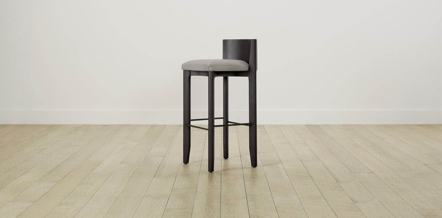 The Delancey with Brushed Nickel - Italian Bouclé Fossil Bar and Counter Stool