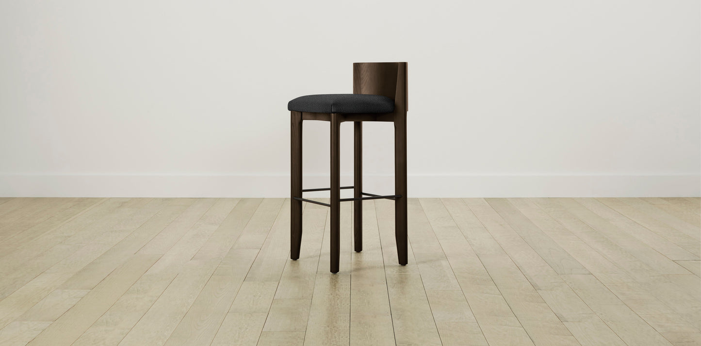 The Delancey with Brushed Nickel - Italian Bouclé Storm Bar and Counter Stool