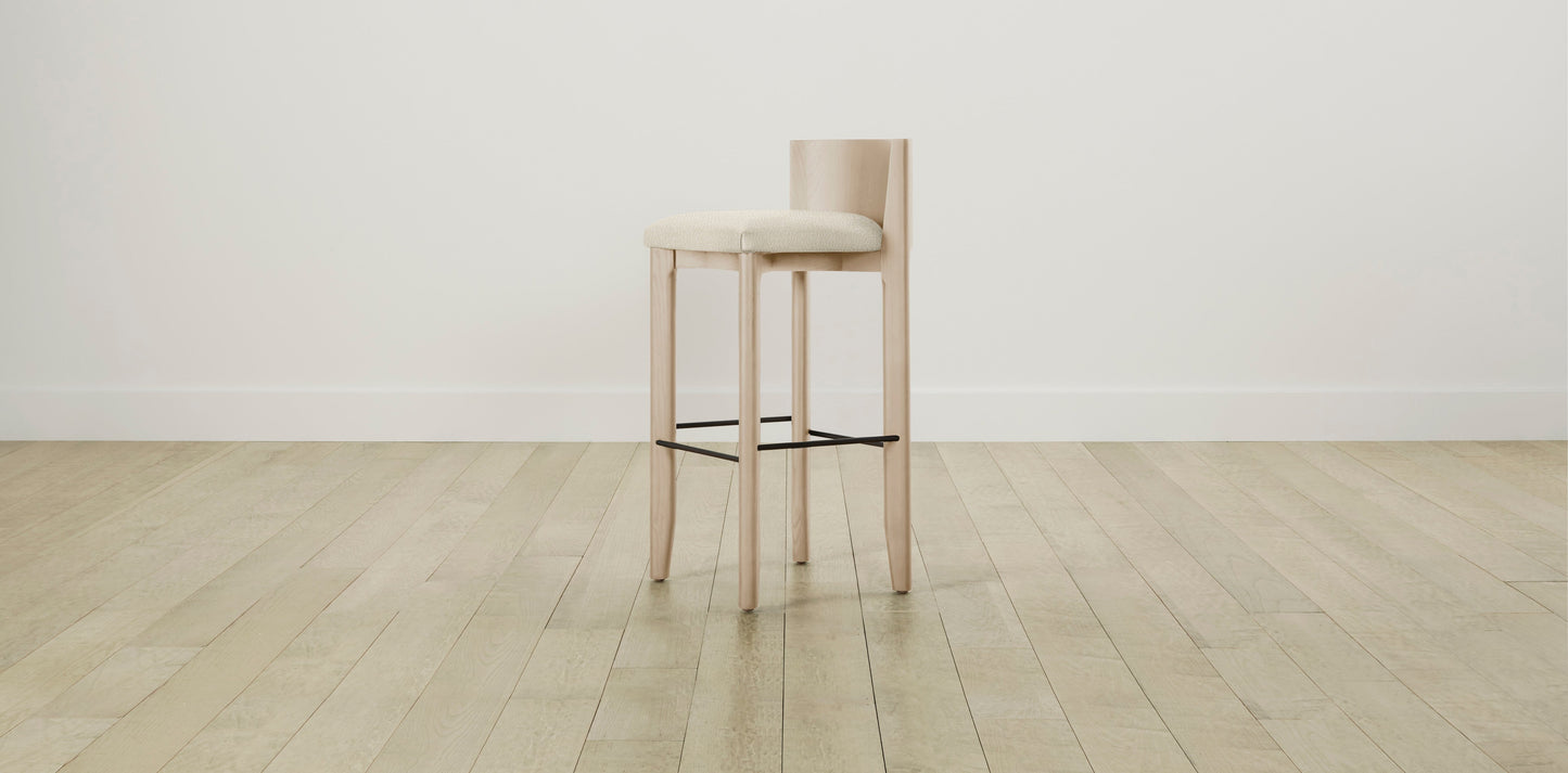 The Delancey with Onyx - Italian Bouclé White Bar and Counter Stool