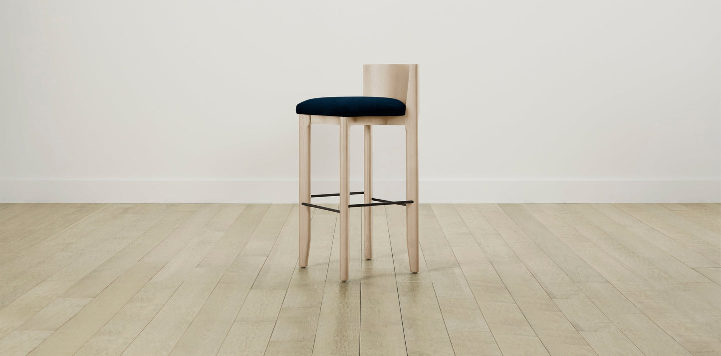 The Delancey with Brushed Brass - Mohair Admiral Bar and Counter Stool