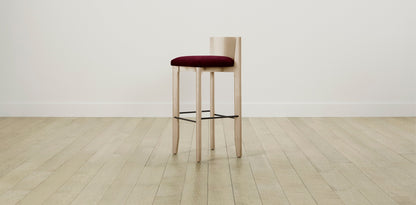 The Delancey with Brushed Brass - Mohair Crimson Bar and Counter Stool