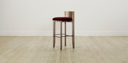 The Delancey with Brushed Brass - Mohair Crimson Bar and Counter Stool