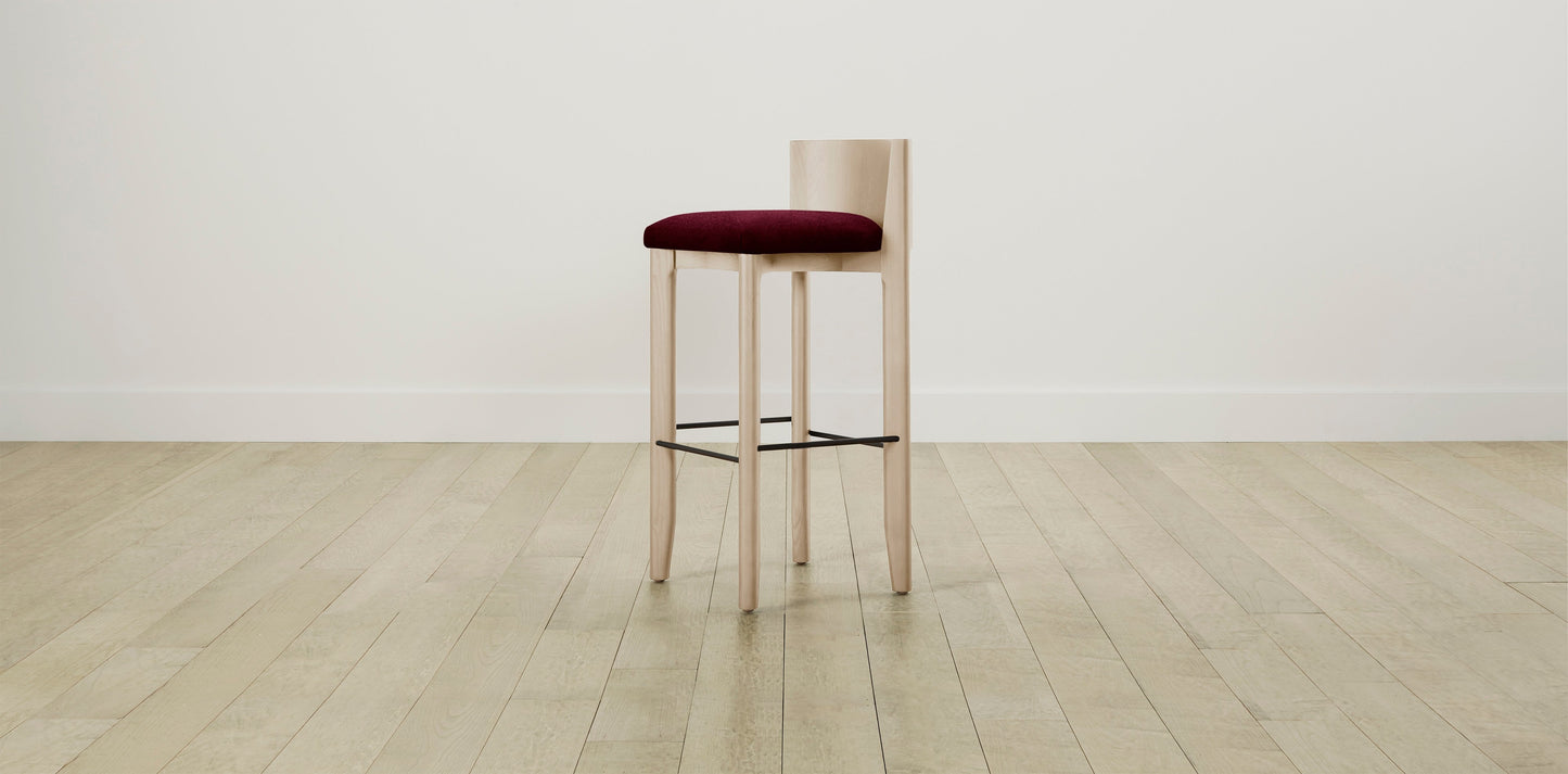 The Delancey with Brushed Nickel - Mohair Crimson Bar and Counter Stool