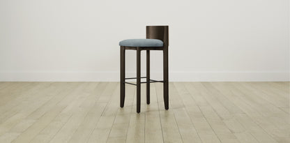 The Delancey with Brushed Nickel - Mohair Slate Blue Bar and Counter Stool