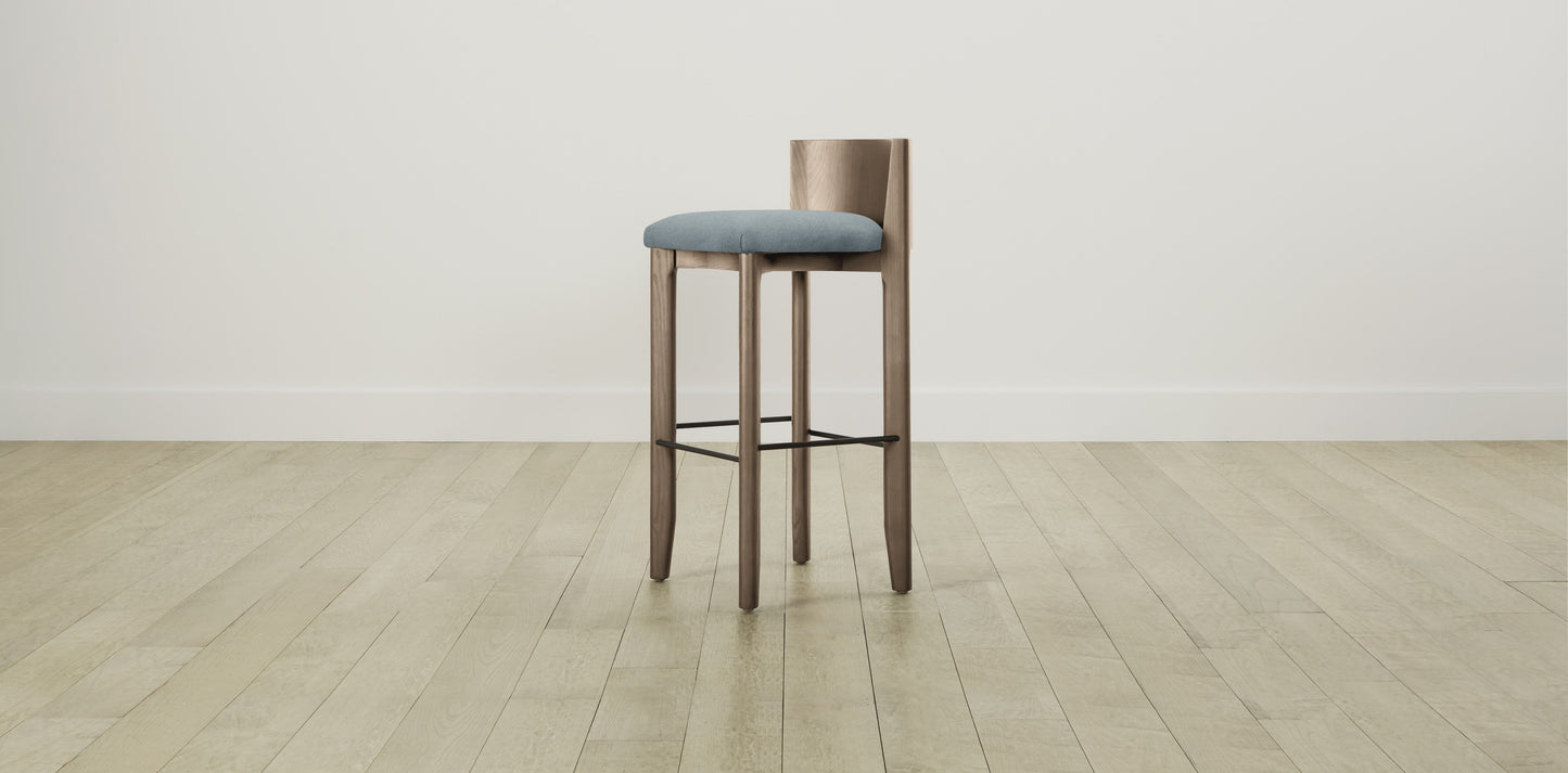 The Delancey with Brushed Nickel - Mohair Slate Blue Bar and Counter Stool