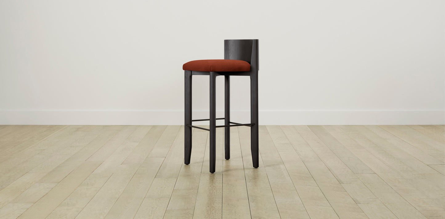 The Delancey with Brushed Brass - Mohair Spice Bar and Counter Stool