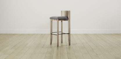 The Delancey with Brushed Nickel - Nubuck Leather Asphalt Bar and Counter Stool