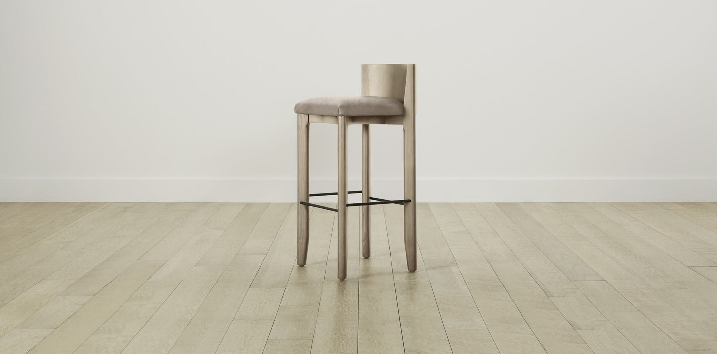 The Delancey with Brushed Nickel - Nubuck Leather Fawn Bar and Counter Stool