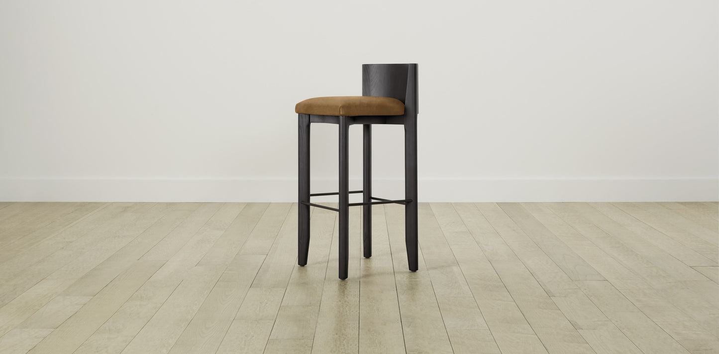 The Delancey with Brushed Nickel - Nubuck Leather Saddle Bar and Counter Stool