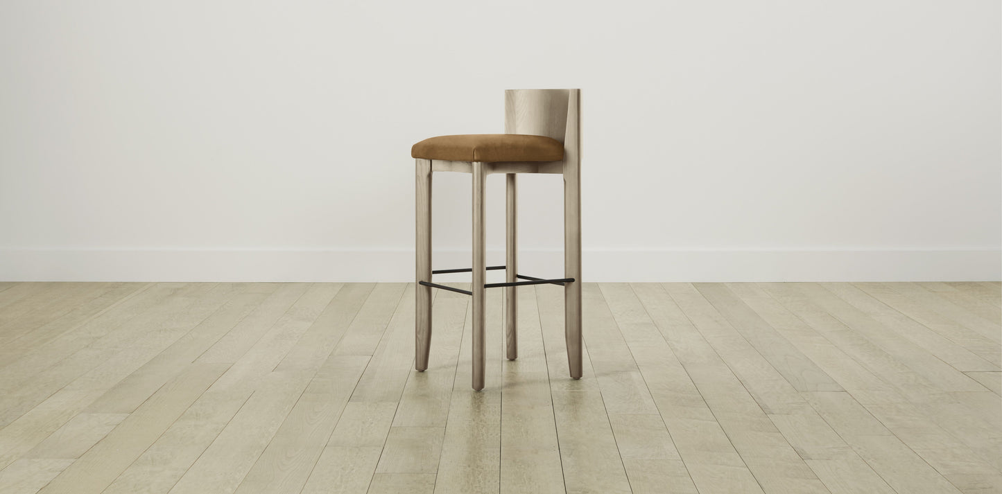 The Delancey with Brushed Nickel - Nubuck Leather Saddle Bar and Counter Stool