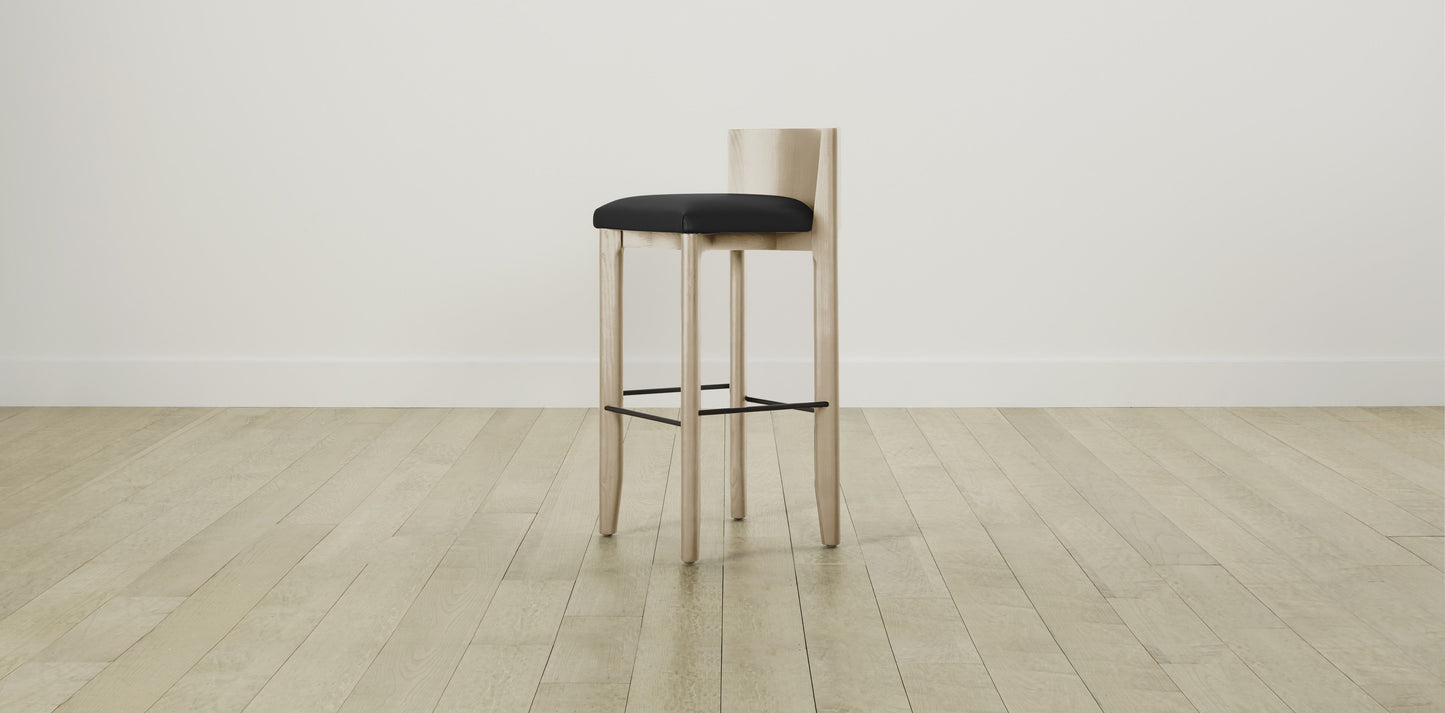 The Delancey with Brushed Nickel - Pebbled Leather Ink Bar and Counter Stool