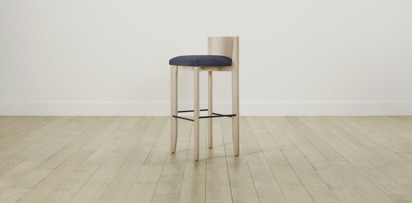 The Delancey with Brushed Nickel - Performance Chevron Indigo Bar and Counter Stool