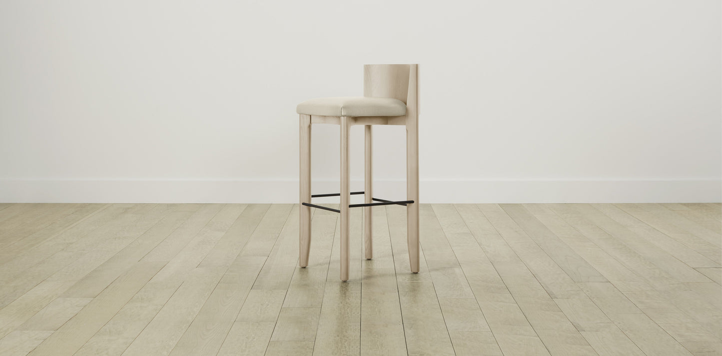 The Delancey with Brushed Brass - Performance Linen Creme Bar and Counter Stool