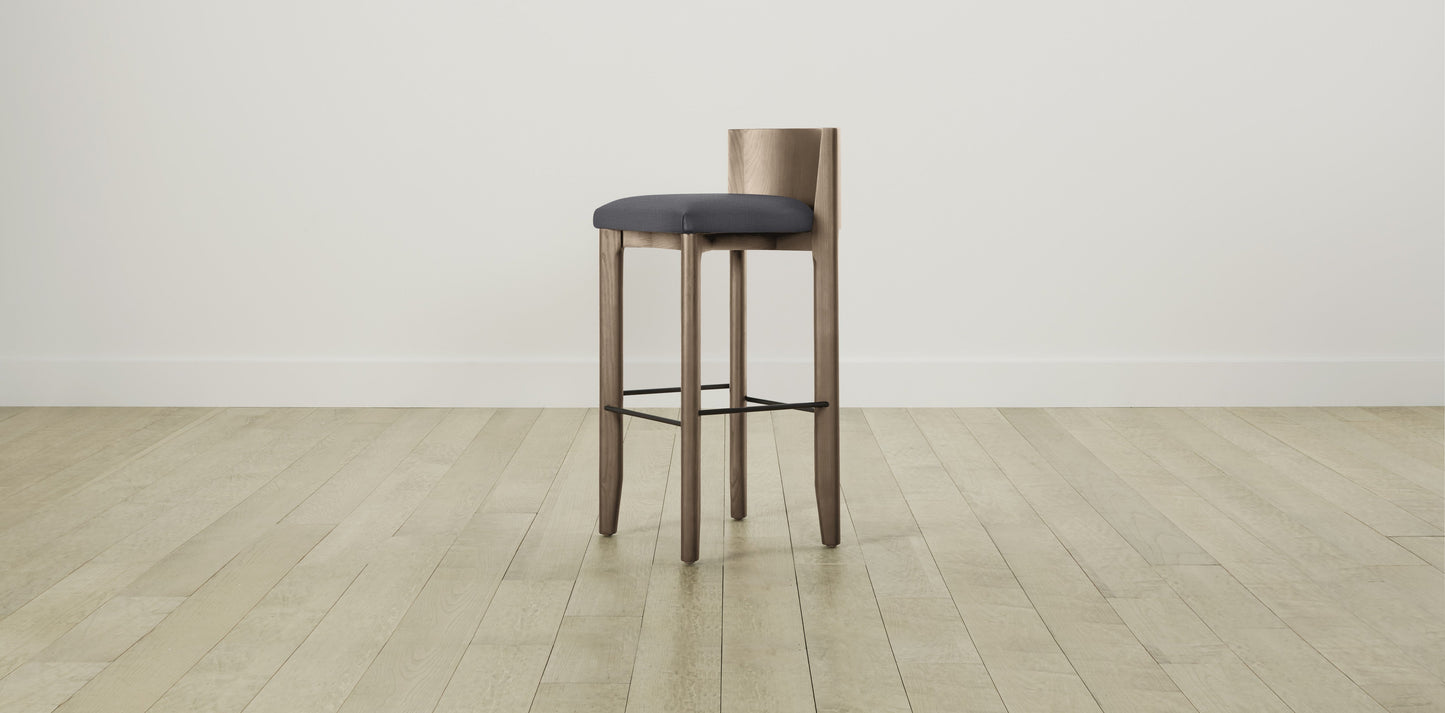 The Delancey with Brushed Brass - Performance Linen Graphite Bar and Counter Stool