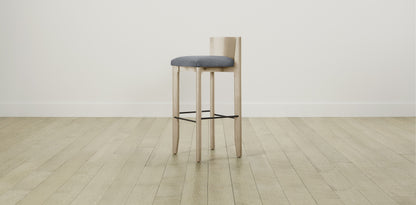 The Delancey with Brushed Brass - Performance Melange Weave Aegean Bar and Counter Stool