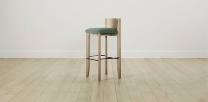 The Delancey with Brushed Brass - Performance Stonewashed Linen Aspen Bar and Counter Stool