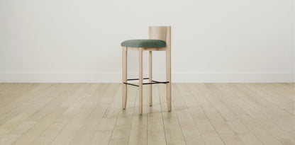 The Delancey with Brushed Brass - Performance Stonewashed Linen Aspen Bar and Counter Stool