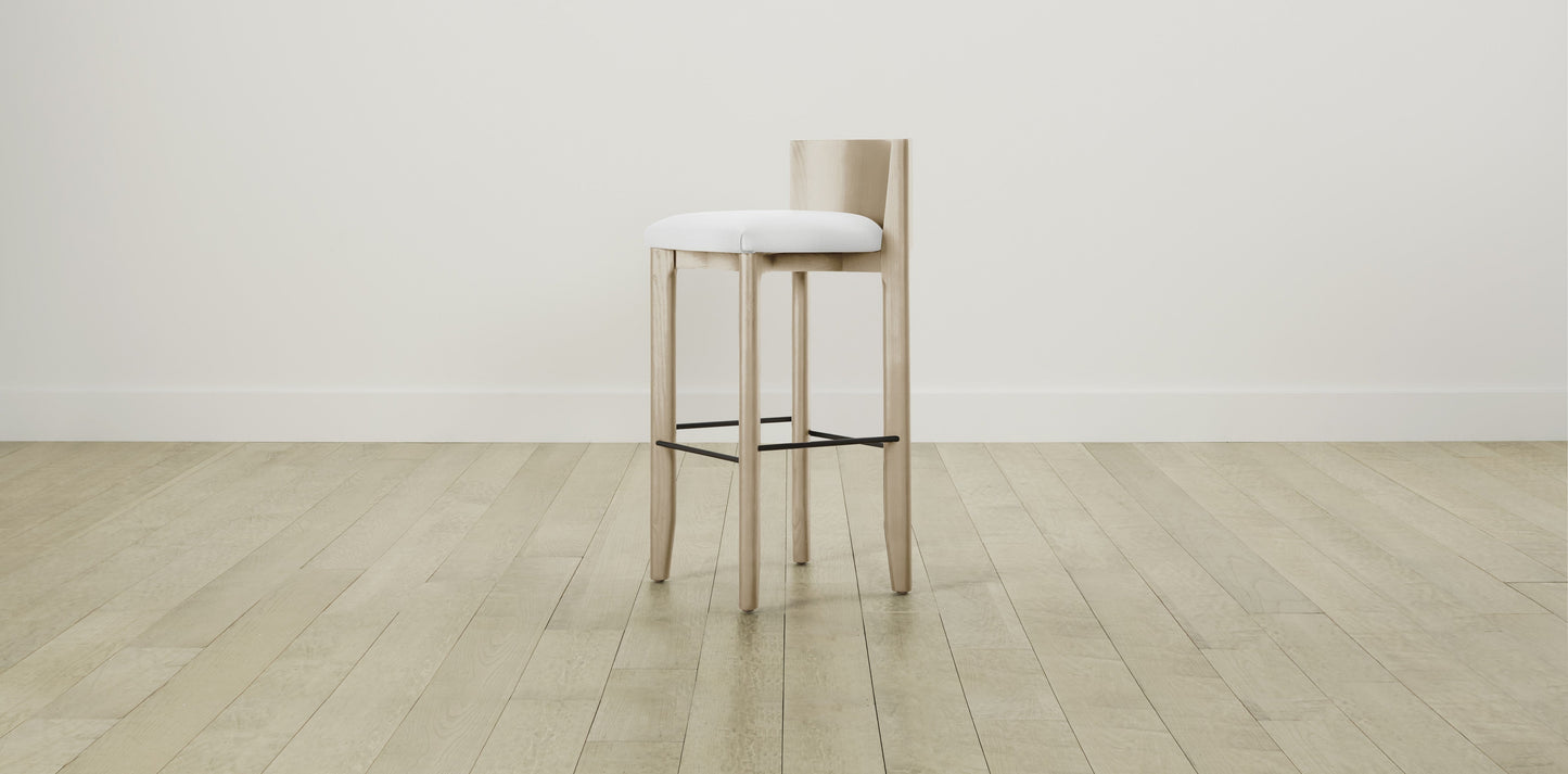 The Delancey with Brushed Nickel - Performance Textured Linen Bone Bar and Counter Stool