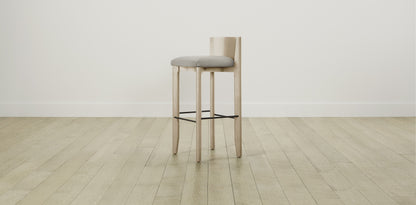 The Delancey with Brushed Brass - Performance Textured Linen Flax Bar and Counter Stool