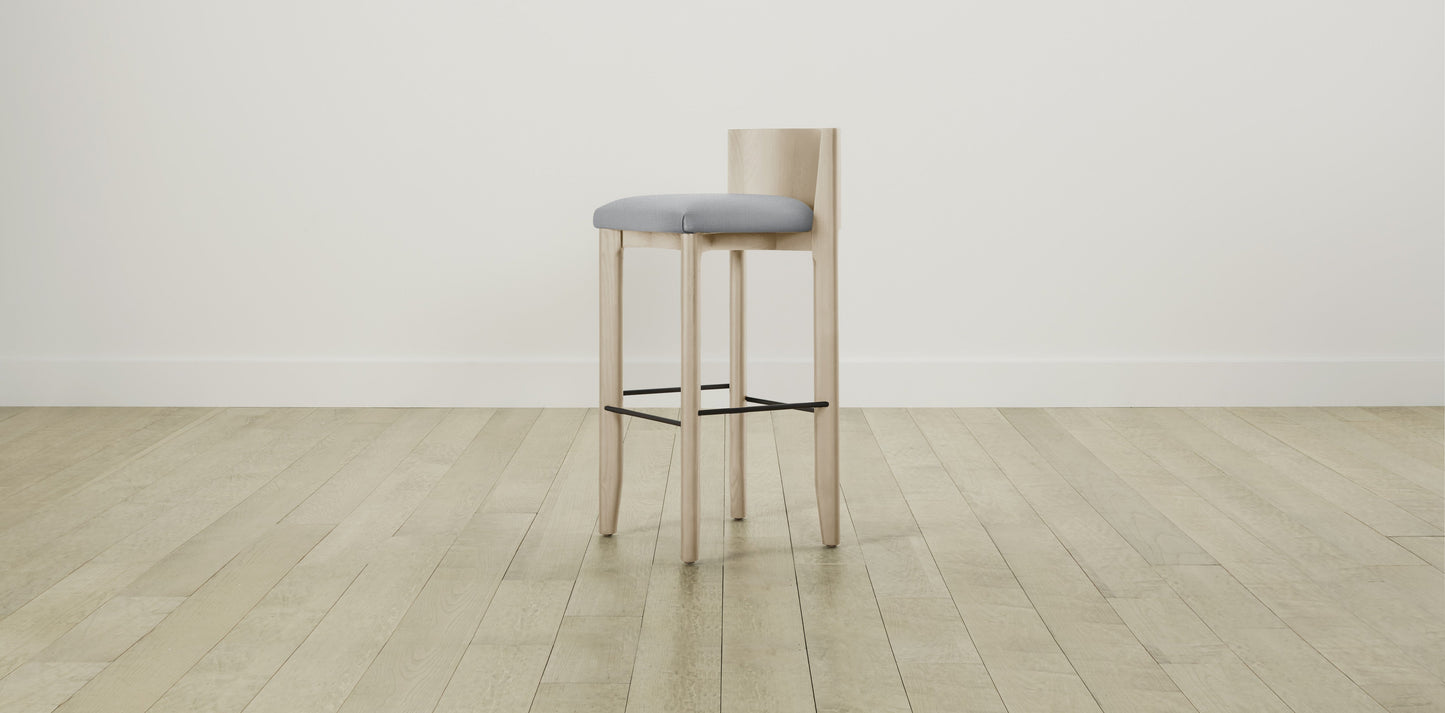 The Delancey with Brushed Brass - Performance Textured Linen Mineral Bar and Counter Stool