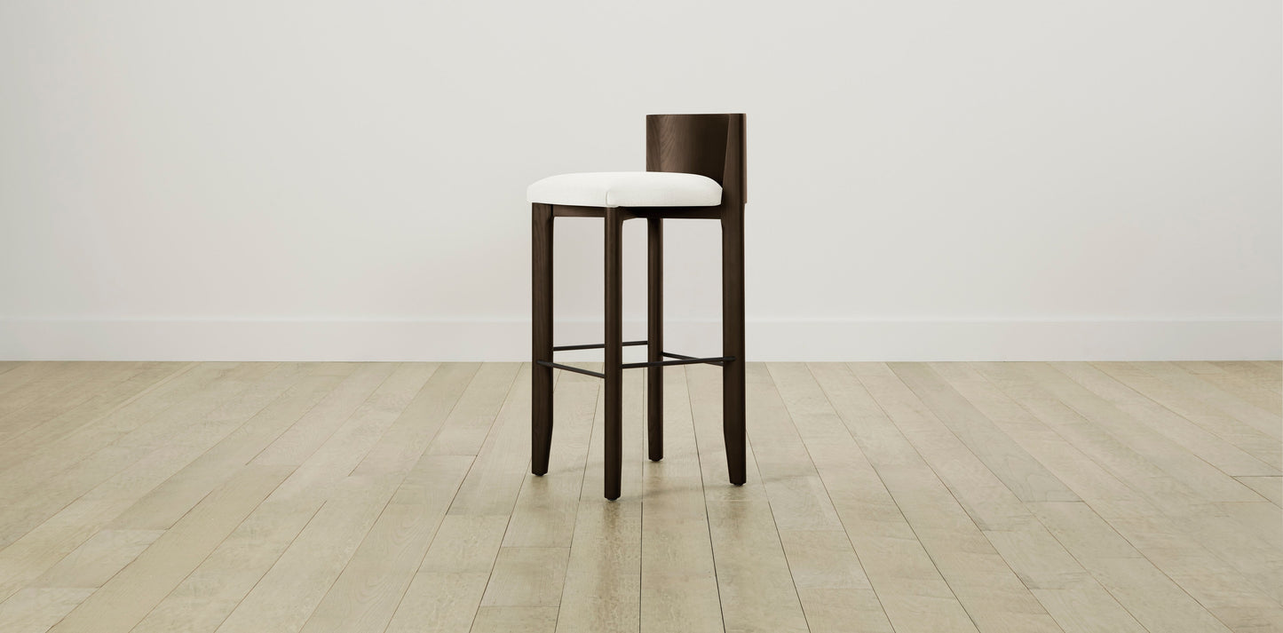 The Delancey with Brushed Brass - Performance Textured Linen Pearl Bar and Counter Stool