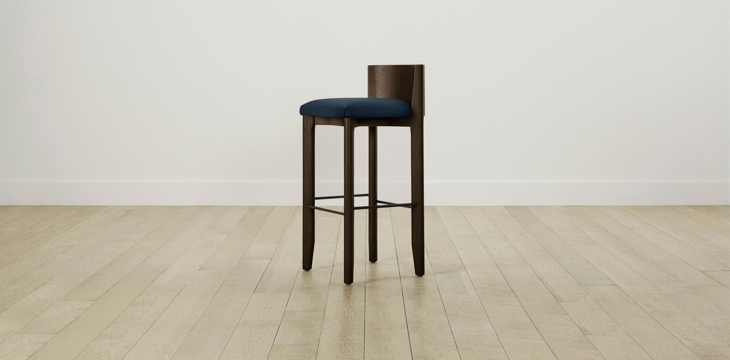 The Delancey with Brushed Brass - Performance Textured Linen Seaside Bar and Counter Stool