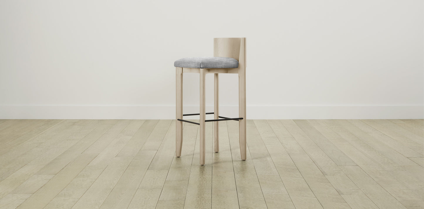 The Delancey with Brushed Brass - Performance Textured Tweed Alpine Bar and Counter Stool