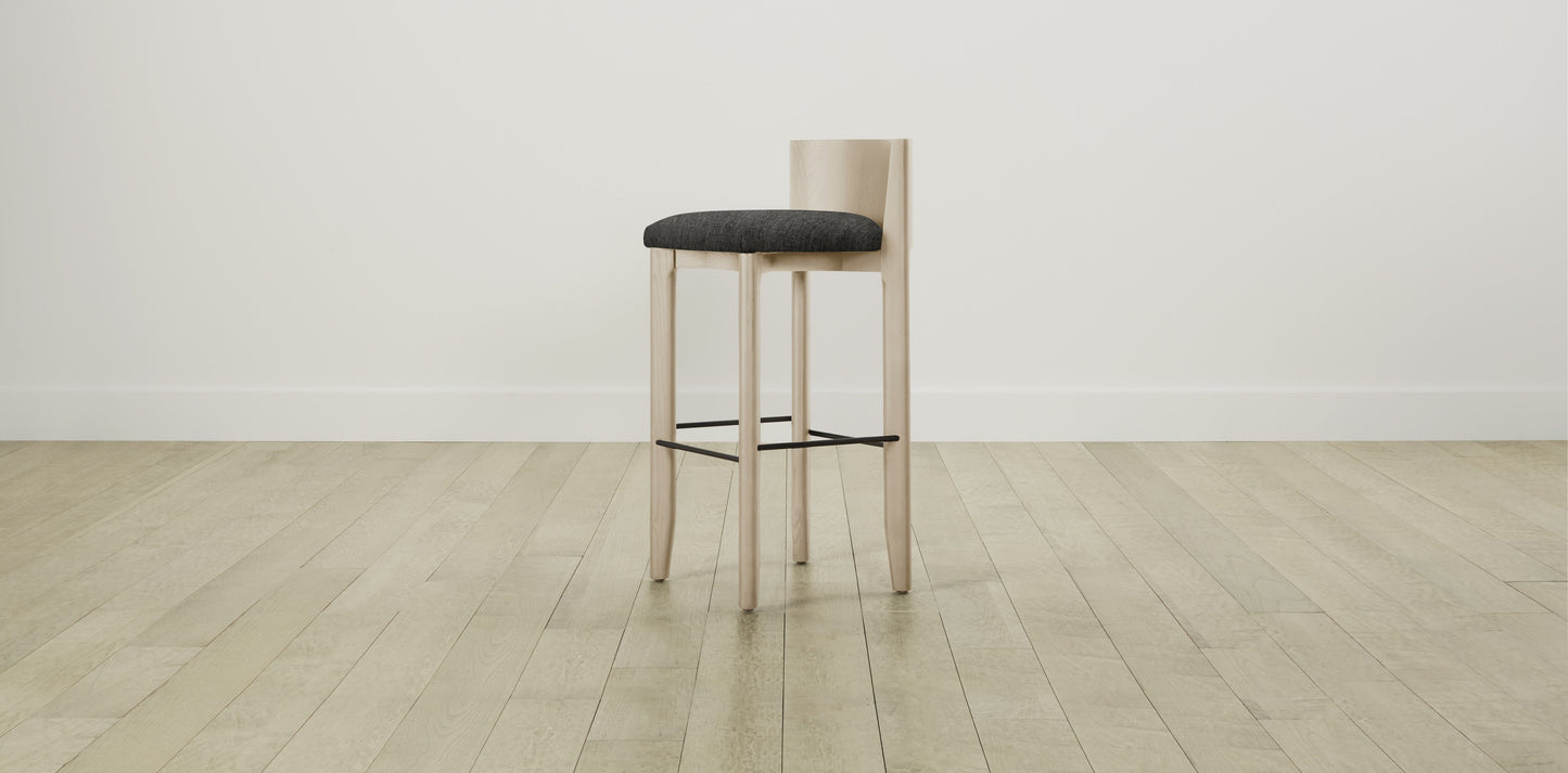 The Delancey with Brushed Brass - Performance Tweed Char Bar and Counter Stool