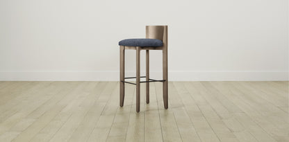 The Delancey with Brushed Nickel - Performance Tweed Denim Bar and Counter Stool