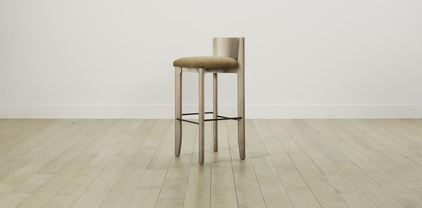 The Delancey with Brushed Brass - Performance Velvet Cider Bar and Counter Stool