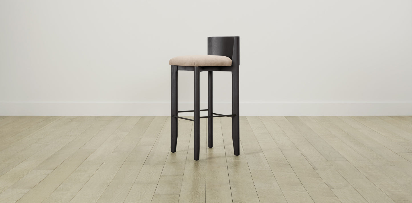 The Delancey with Brushed Brass - Performance Velvet Dusty Rose Bar and Counter Stool