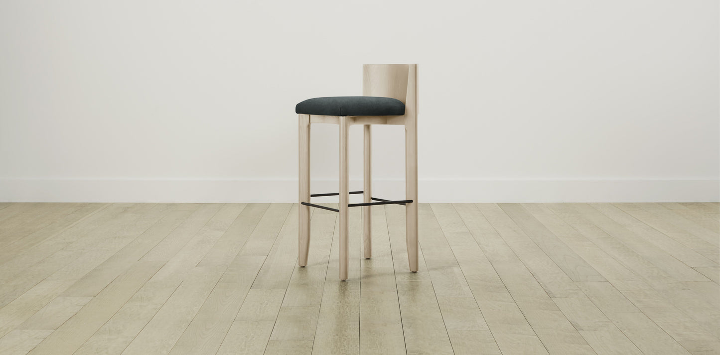 The Delancey with Brushed Brass - Performance Velvet Emerald Bar and Counter Stool