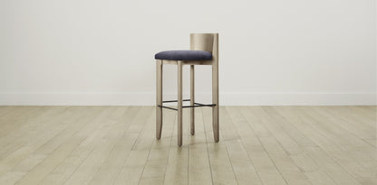 The Delancey with Brushed Nickel - Performance Velvet Flannel Bar and Counter Stool