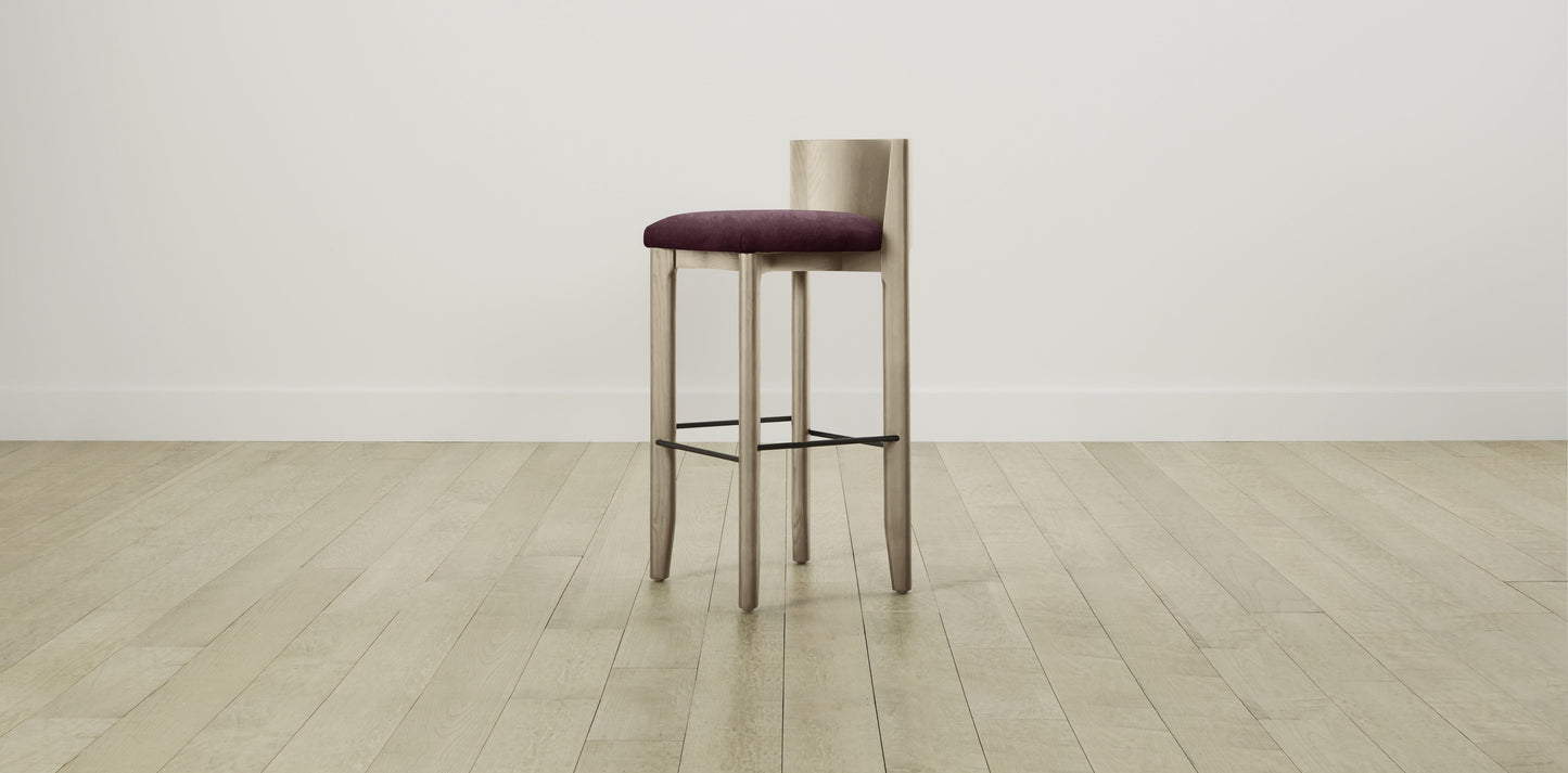 The Delancey with Brushed Nickel - Performance Velvet Merlot Bar and Counter Stool