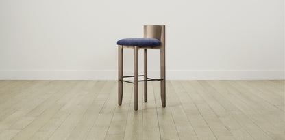 The Delancey with Brushed Nickel - Performance Velvet Midnight Bar and Counter Stool