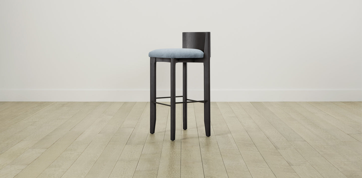 The Delancey with Brushed Nickel - Performance Velvet Sky Bar and Counter Stool