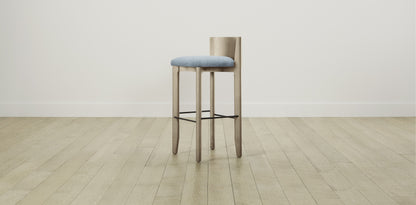 The Delancey with Brushed Nickel - Performance Velvet Sky Bar and Counter Stool