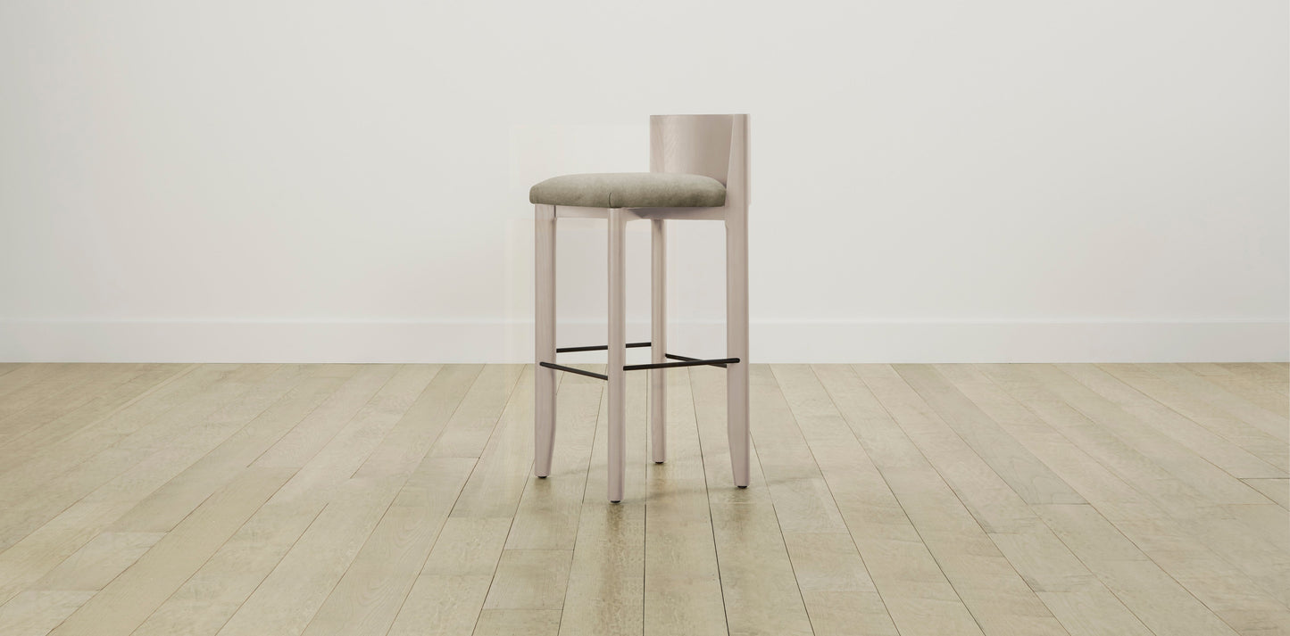 The Delancey with Brushed Nickel - Performance Velvet Taupe Bar and Counter Stool