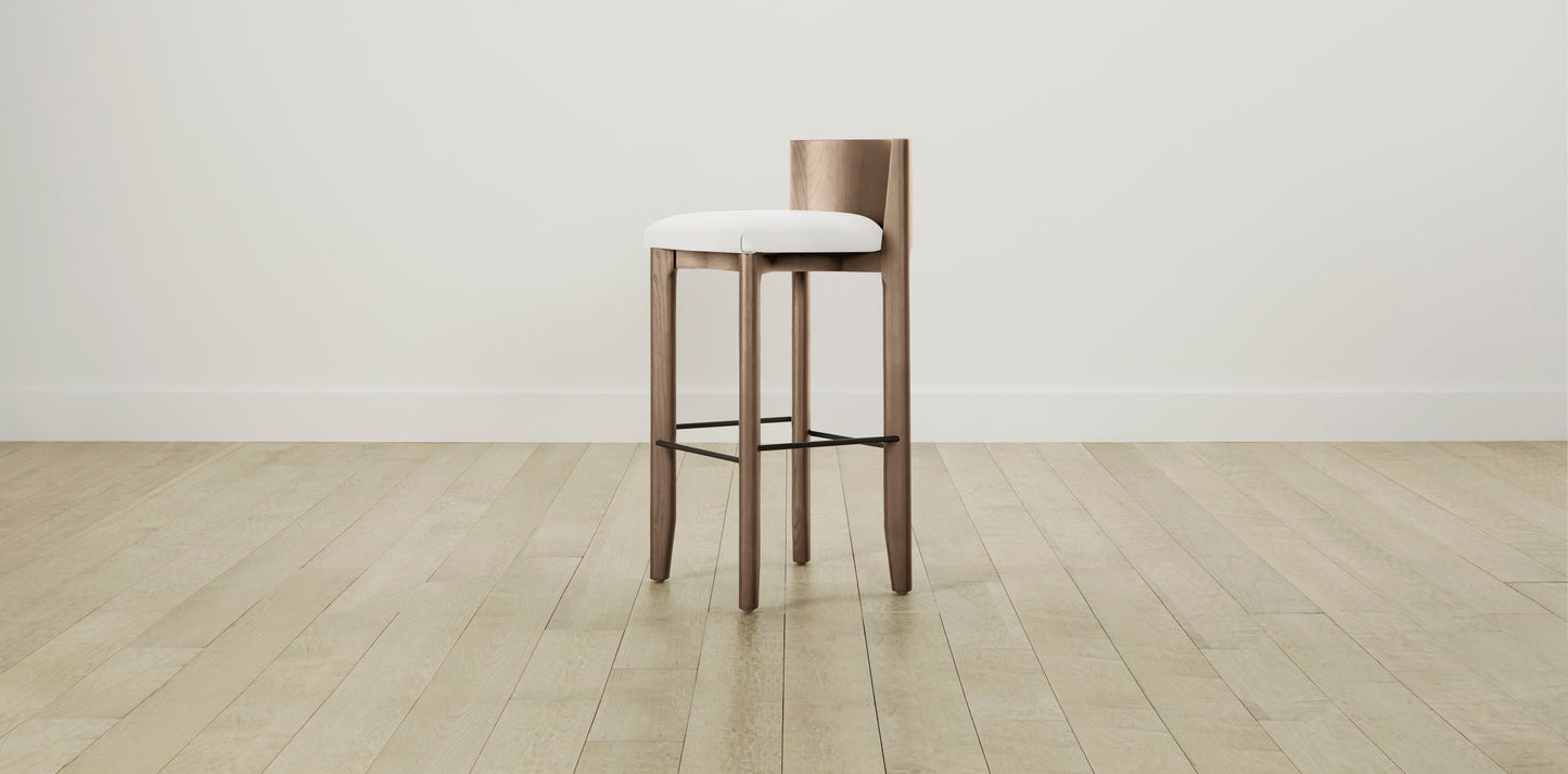 The Delancey with Brushed Brass - Performance Woven Chenille Lace Bar and Counter Stool