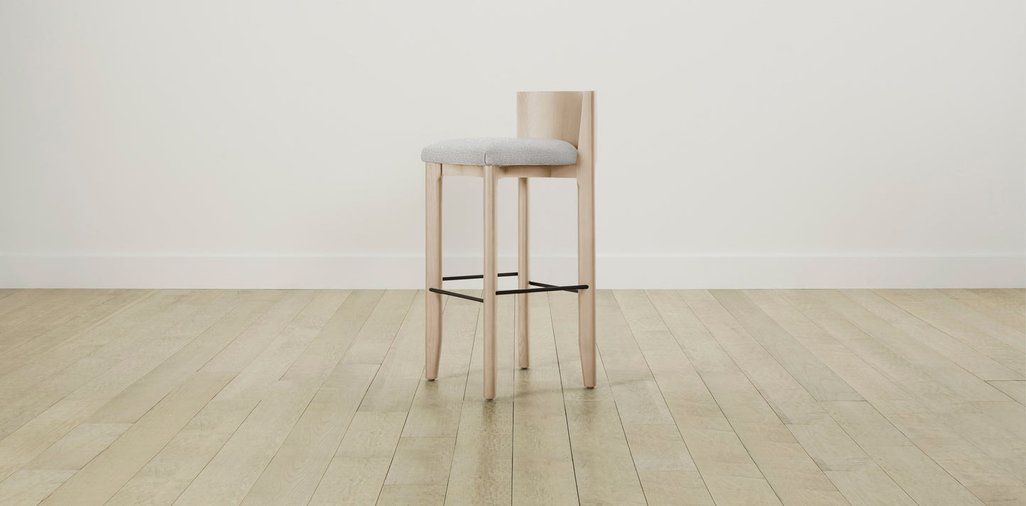 The Delancey with Brushed Brass - Performance Woven Chenille Steel Bar and Counter Stool