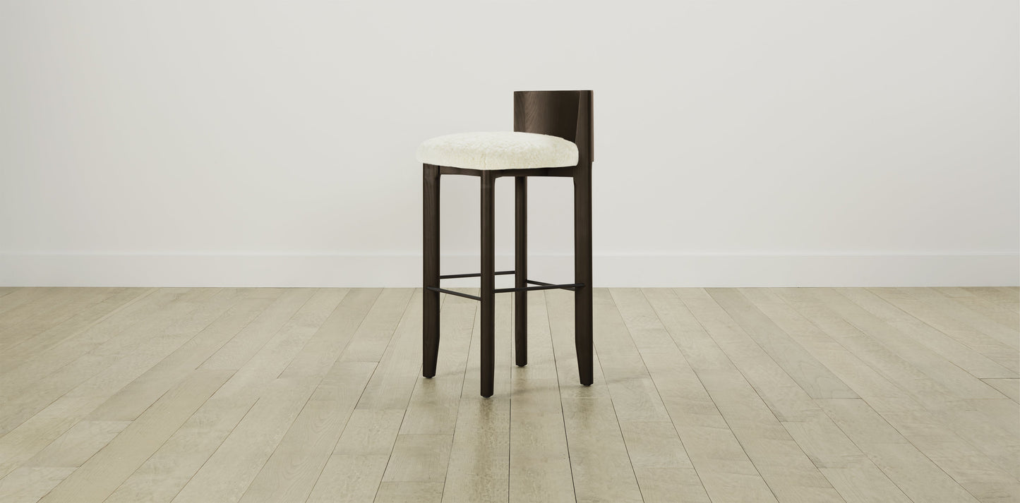 The Delancey with Brushed Brass - Shearling Ivory Bar and Counter Stool